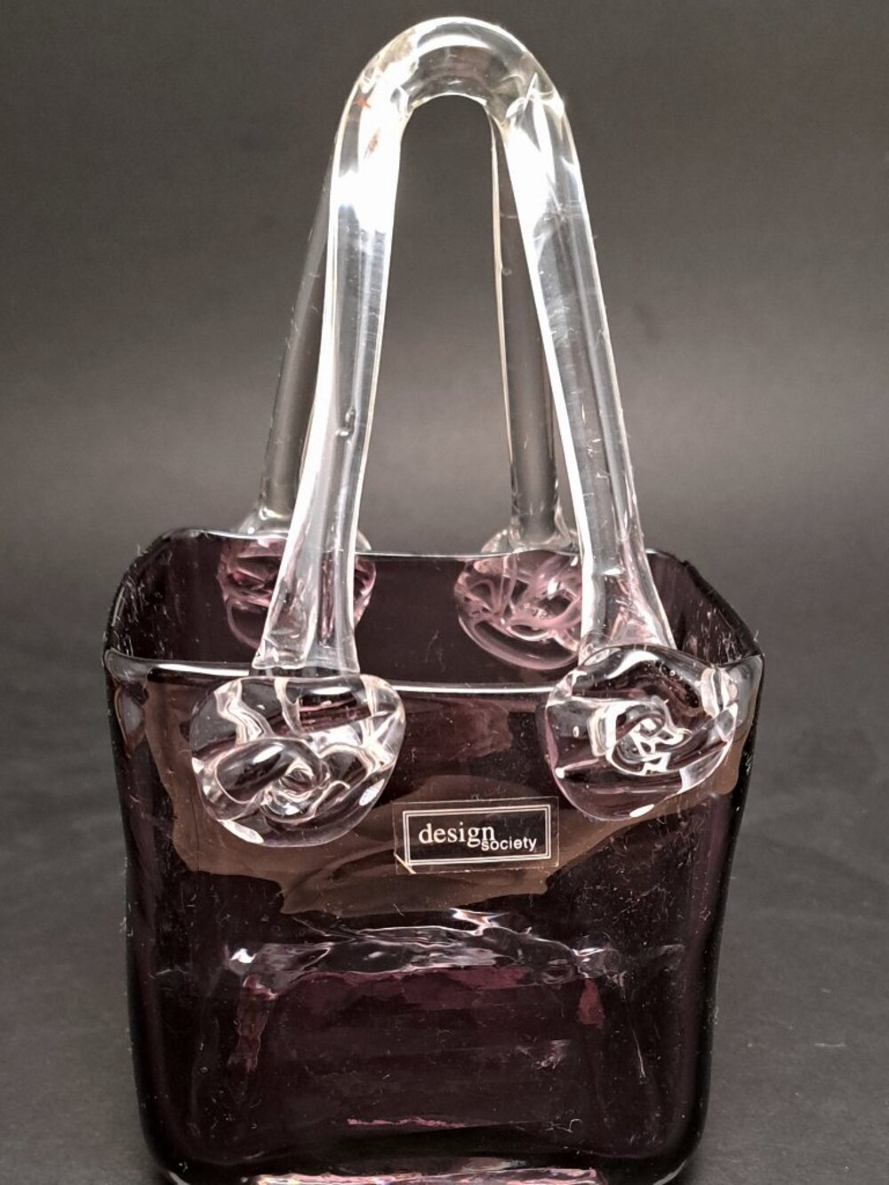 Vintage Glass Purse Handbag Vase